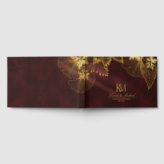 Moonlight Romance Wedding Burgundy ID881 Gästebuch (Voll)