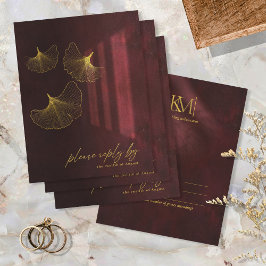 Moonlight Romance Wedding Burgundy ID881 RSVP Karte