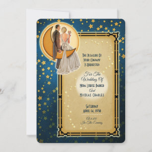Moonlight Romance Wedding Einladung - Blonde