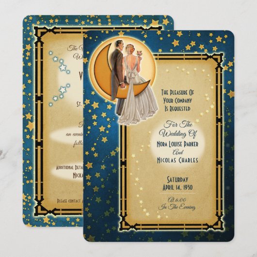 Moonlight Romance Wedding Einladung - Redhead (Vorne/Hinten)