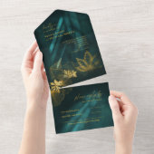 Moonlight Romance Wedding Emerald Green ID881 All In One Einladung (Abreißen)