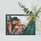 Moonlight Romance Wedding Emerald Green ID881 Dankeskarte (Stehend Vorderseite)