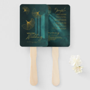 Moonlight Romance Wedding Program Emerald Gr ID881 Fächer