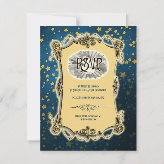 Moonlight Romance Wedding RSVP Einladung (Vorderseite)