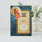 Moonlight Romance Wedding Save The Date - Brunette Einladung (Stehend Vorderseite)