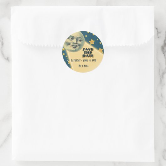 Moonlight Romance Wedding - Save the Date Runder Aufkleber (Tasche)