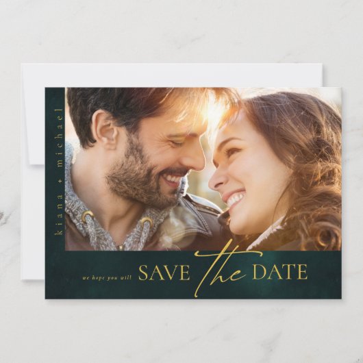 Moonlight Romance Wedding V2H Emerald Green ID881 Save The Date (Vorderseite)