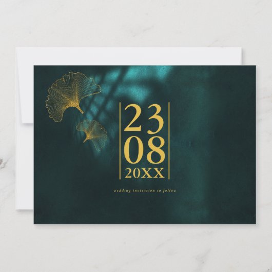 Moonlight Romance Wedding V2H Emerald Green ID881 Save The Date (Rückseite)