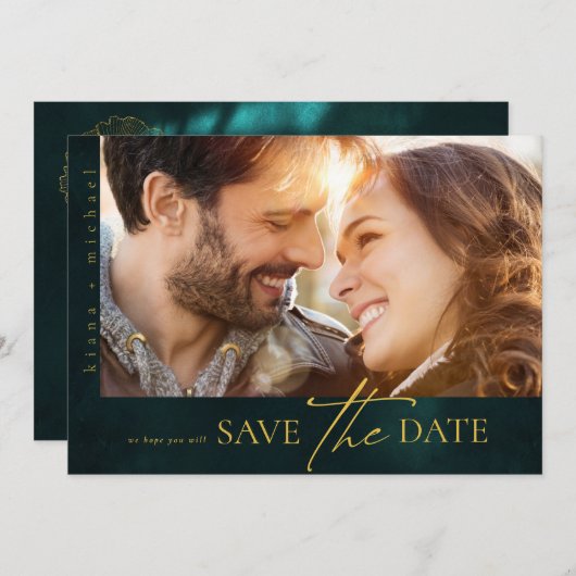 Moonlight Romance Wedding V2H Emerald Green ID881 Save The Date (Vorne/Hinten)