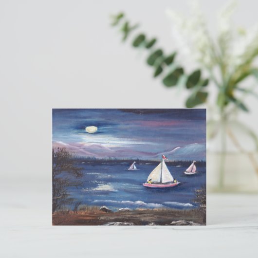 Moonlight Sail Postkarte (Stehend Vorderseite)