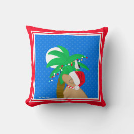 Moonlight Santa Yellow Dog Trimming Palm Tree Kissen