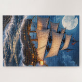 Moonlight Ship Puzzle – Ocean Night Jigsaw (Horizontal)