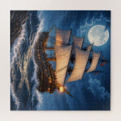 Moonlight Ship Puzzle – Ocean Night Jigsaw (Horizontal)