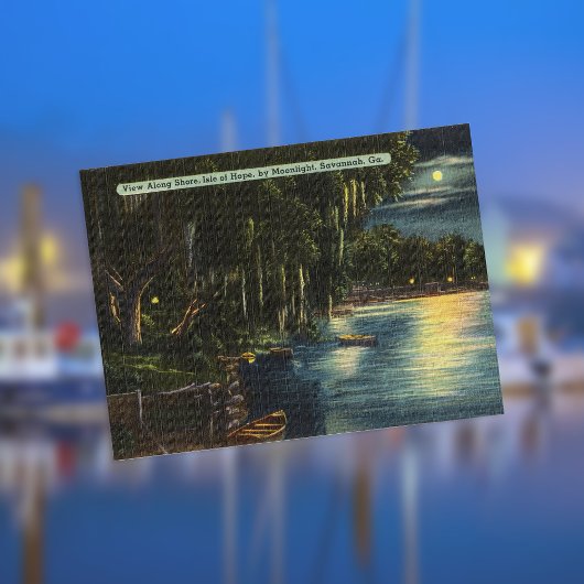 Moonlight Shore Isle of Hope Savannah GA Retro Postkarte