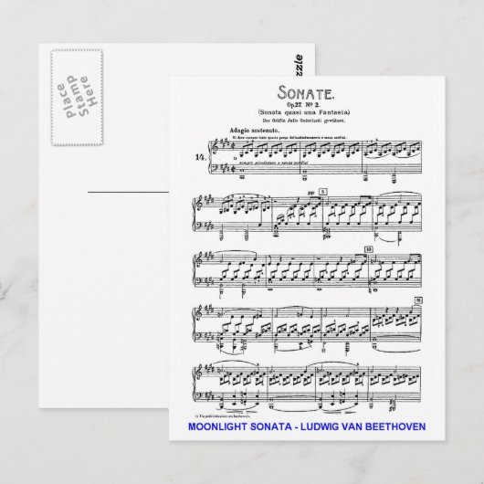 Moonlight-Sonata-Ludwig-Beethoven Postkarte (Vorne/Hinten)