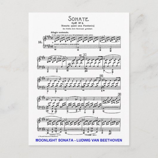 Moonlight-Sonata-Ludwig-Beethoven Postkarte (Vorderseite)