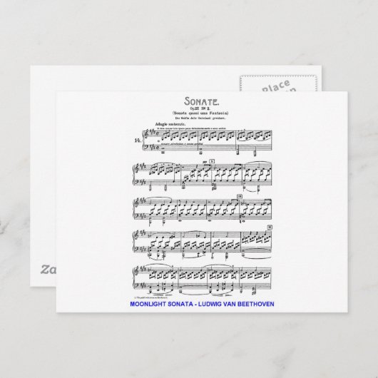 Moonlight-Sonata-Ludwig-Beethoven Postkarte (Vorne/Hinten)
