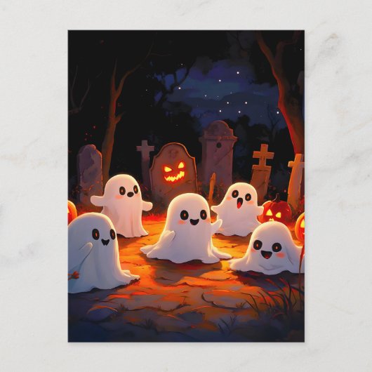 Moonlight Spooky Ghost Tales Feiertagspostkarte (Vorderseite)