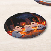 Moonlight Spooky Ghost Tales Runder Pappuntersetzer (Angewinkelt)