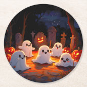 Moonlight Spooky Ghost Tales Runder Pappuntersetzer (Vorderseite)