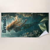 Moonlight Swimming Mermaid Strandtuch (Vorderseite)