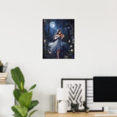 Moonlight Symphony - Dreamy Violin Playing Girl Poster (Heimbüro)