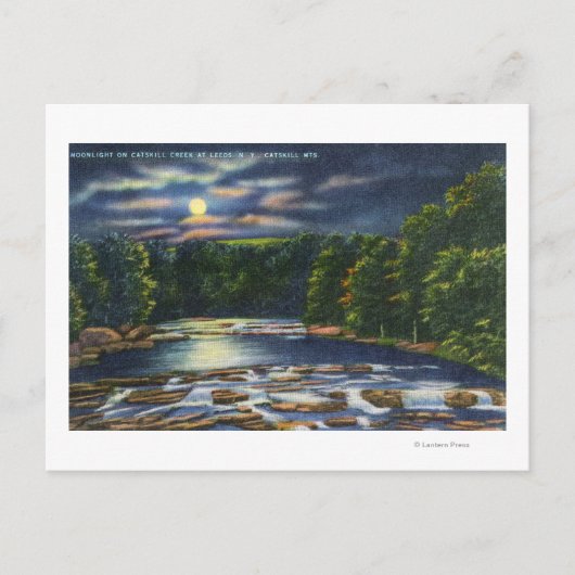 Moonlight Szene auf Catskill Bach Postkarte (Vorderseite)