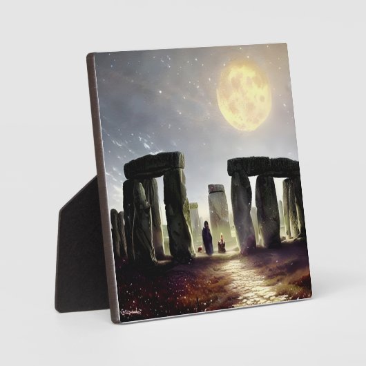 Moonlight über Stonehenge Digital Art Tabletop Fotoplatte (Vorderseite)