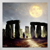 Moonlight über Stonehenge Digitale Kunst Poster (Vorne)