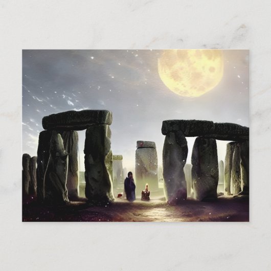 Moonlight über Stonehenge Digitale Kunst Postkarte (Vorderseite)