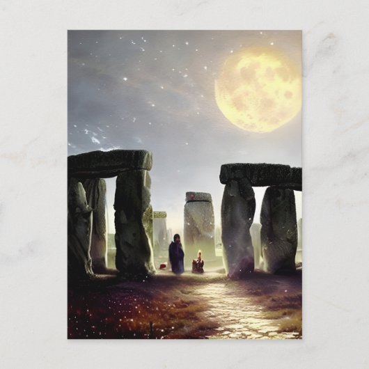Moonlight über Stonehenge Digitale Kunst Postkarte (Vorderseite)