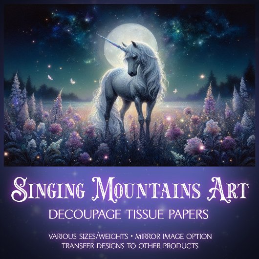 Moonlight Unicorn Dreams Decoupage  Seidenpapier