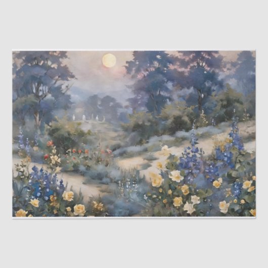 Moonlight-Verzauberter Garten Seidenpapier (Vorderseite)