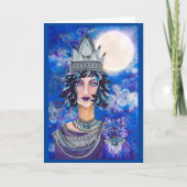 Moonlight Viking Queen Feline Familiar Blank Card Karte (Vorderseite)
