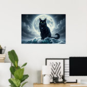 Moonlight Wave & Black Cat Poster (Heimbüro)