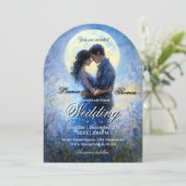 Moonlight Wedding Celestis Liebe Night Sky Thema Einladung (Stehend Vorderseite)