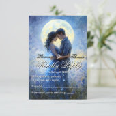 Moonlight Wedding Celestis Liebe Night Sky Thema RSVP Karte (Stehend Vorderseite)