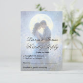 Moonlight Wedding Celestis Liebe Night Sky Thema RSVP Karte (Stehend Vorderseite)