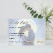 Moonlight Wedding Celestis Liebe Night Sky Thema RSVP Karte (Stehend Vorderseite)