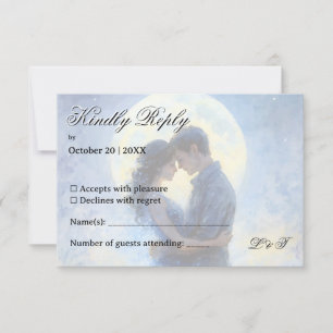 Moonlight Wedding Celestis Liebe Night Sky Thema RSVP Karte