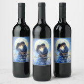 Moonlight Wedding Celestis Liebe Night Sky Thema Weinetikett (Flaschen)