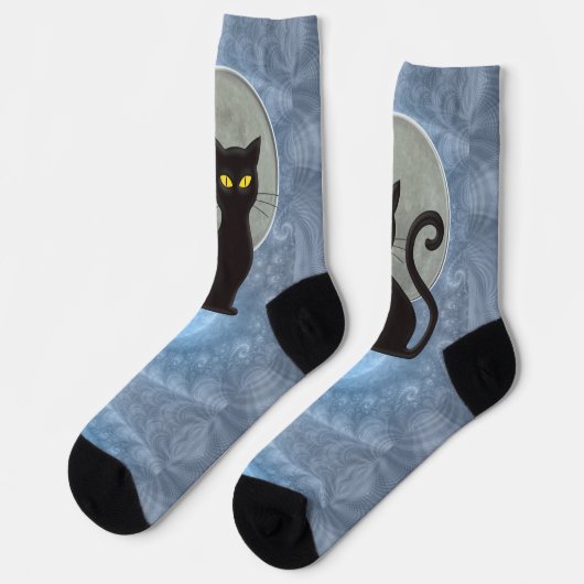 Moonlight Whiskers: Katze Familiar Socken (Linkes Detail)