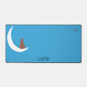 Moonlight Whiskers | Minimalist Cat & Moon Schreibtischunterlage (Vorderseite)