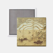 Moonlight Winter Landschaft Magnet (Vorderseite/Rückseite)