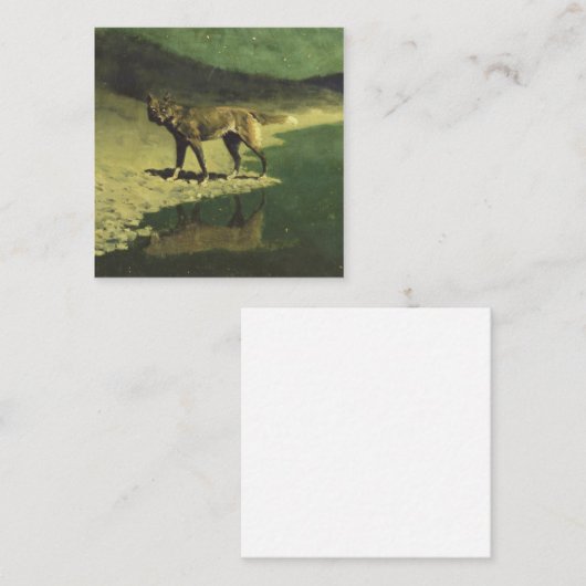 Moonlight Wolf By Frederic Remington 1909 Quadratische Visitenkarte (Vorne/Hinten)