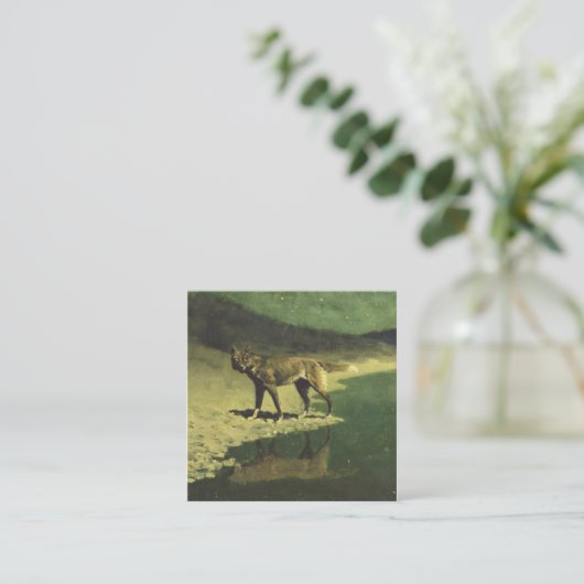 Moonlight Wolf By Frederic Remington 1909 Quadratische Visitenkarte (Stehend Vorderseite)