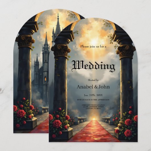 Moonlit Aisle of Eternal Vows –Gothic Wedding Gate Einladung (Vorne/Hinten)