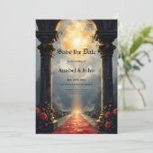Moonlit Aisle of Eternal Vows –Gothic Wedding Gate Save The Date (Stehend Vorderseite)