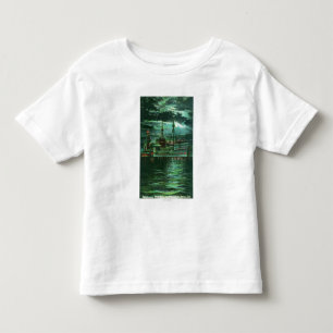 Moonlit Ansicht des Restaurant-Schiffs-Hotels Kleinkind T-shirt