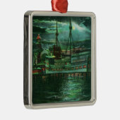 Moonlit Ansicht des Restaurant-Schiffs-Hotels Ornament Aus Metall (Rechts)